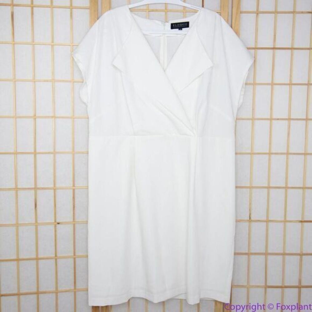 NEW Eloquii white dress with folded collar, 16